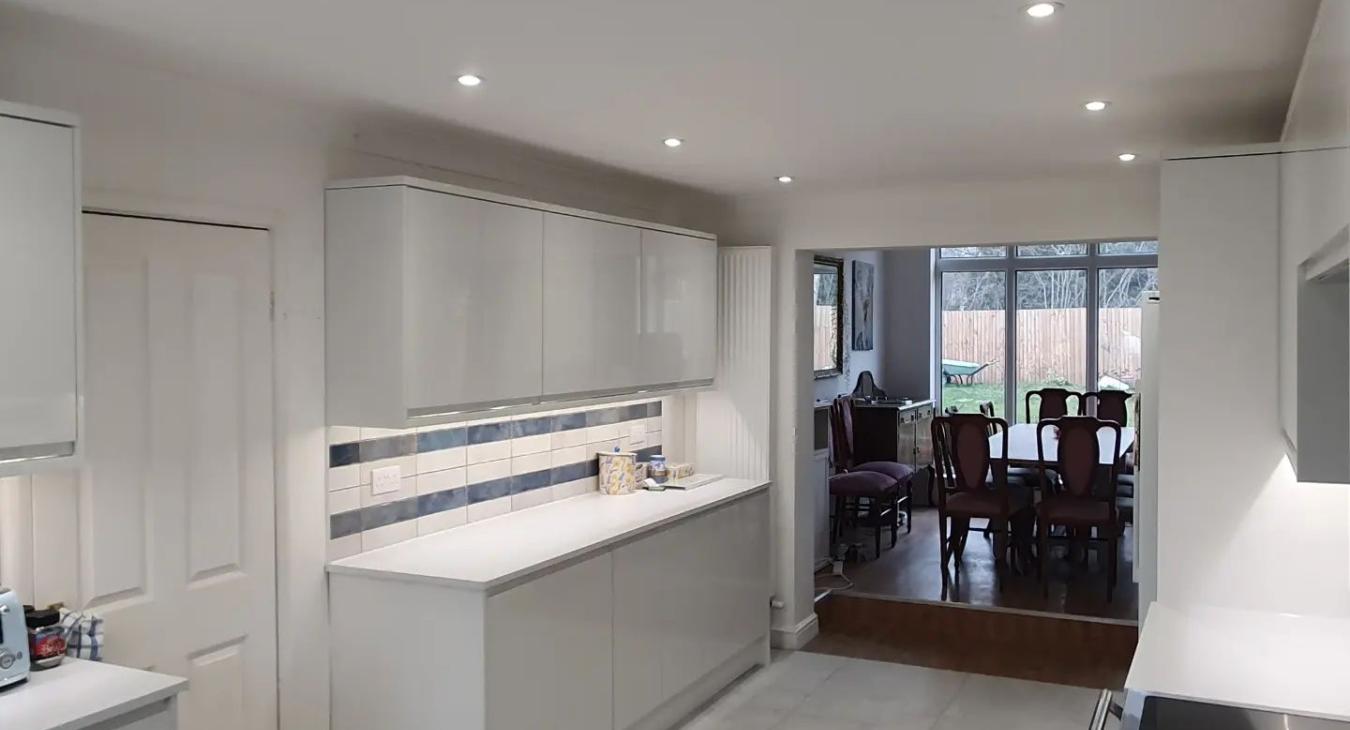Modern kitchen with bright lighting